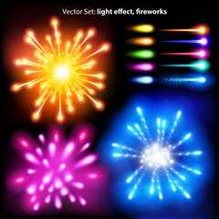 vector set: light effect, fireworks - lots of  graphic elements to embellish your layout