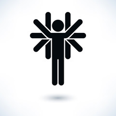 Logotype people black man figure with many hands