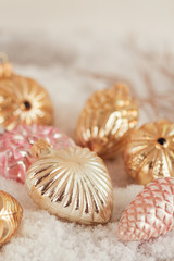 antique style gollden glass Christmas decorations