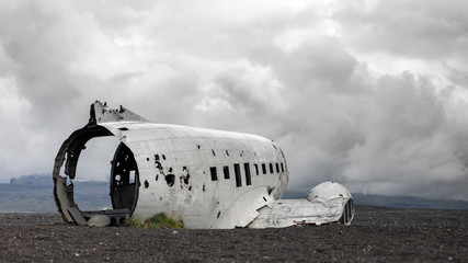 The abandoned wreck of a US military plane on Southern Iceland -