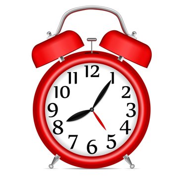 red classic vector alarm clock isolated on white background / Vektor doppel Glockenwecker rot klassisch retro isoliert