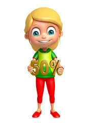 kid girl with 50% Sign