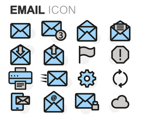 Vector flat line email icons set