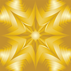 Golden Star. Shimmering Background. Visual Volume Effect. Polygonal Geometric Abstract Pattern. Suitable for textile, fabric, packaging and web design. Vector Illustration.