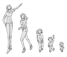 Meisjes verschillende groottes