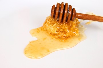 Honey on white background