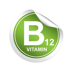 Vitamin B12 sticker, button, label and sign.