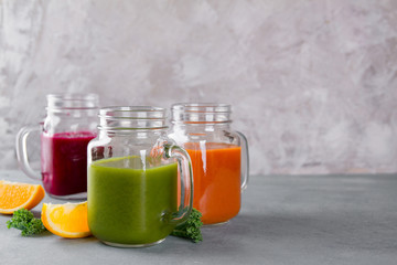 Fresh juice in the jar for detox or healthy lifestyle