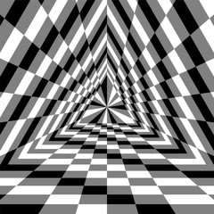 Vector Illustration. Triangle Abyss. Monochrome Rectangles Expanding from the Center. Optical Illusion of Volume and Depth. Geometric Abstract Background. Suitable for Web Design.