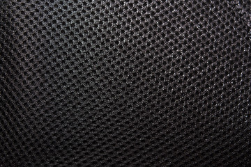 Polyester texture. The breathable material. The holes for air. The back of the backpack