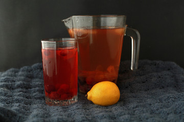 compote in the glass and carafe