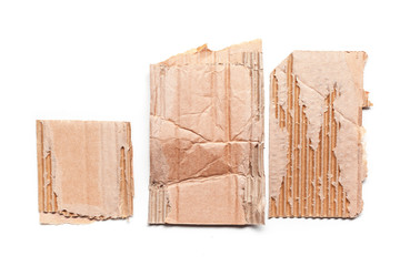 cardboard pieces isolated on white background