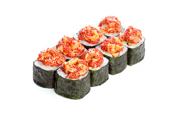 japanese sushi rolls on a white background