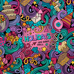 Cartoon hand-drawn doodles holidays illustration