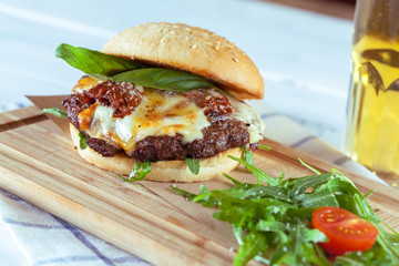Tasty and appetizing hamburger