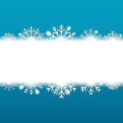 Fototapeta na wymiar Blue Christmas background with snowflakes and copyspace for text. Vector
