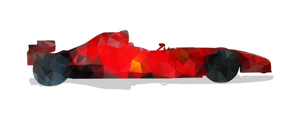 Obraz premium Samochód wyścigowy Formuły. Czerwona abstrakcjonistyczna geometryczna wektorowa ilustracja.
