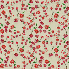 Seamless pattern with red flowers