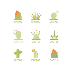 Flat illustration of succulent plants and cactuses. logo element design. .Business identity for for boutique, organic cosmetics or flower shop.