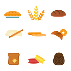 Vector fresh baked bread products icons