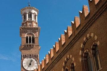 Medieval Tower of Lamberti (Torre dei Lamberti) in Verona - Veneto, Italy