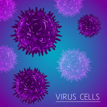 Abstract purple background with virus cells. Vector illustration