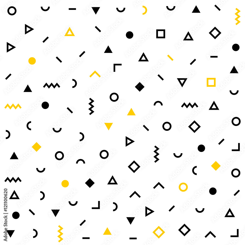Aufkleber hipster memphis pattern with geometric shapes