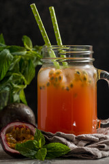 Homemade lemonade with passion fruit