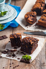 Pumpkin and chocolate swirl brownies