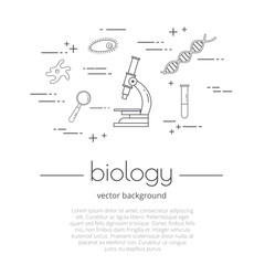 Vector line art icon set - biology. Science and educational background.