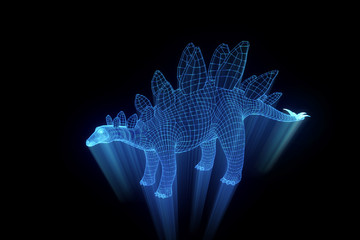 Dinosaur Stegadon in Hologram Wireframe Style. Nice 3D Rendering
- 121102628