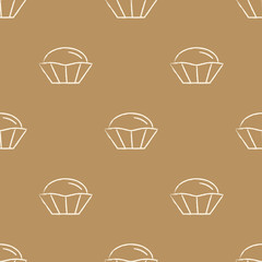 Vector seamless pattern with hand drawn cakes. Fabric design in brown colors