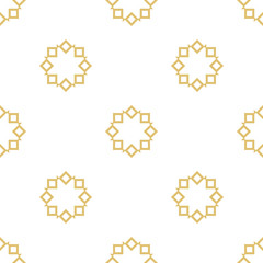 Damask seamless pattern. Vector background. White and golden colors. Fabric pattern