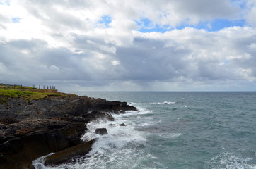 Fototapeta na wymiar Sea landscape with bad weather and the cloudy sky