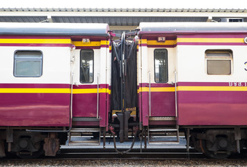 Compartments of the old train on platform