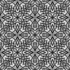 Black and white lace ornament, seamless pattern