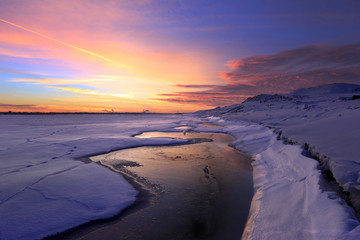 Sunset on the winter river