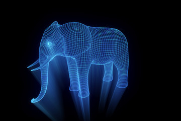 Elephant in Hologram Wireframe Style. Nice 3D Rendering
- 121105093