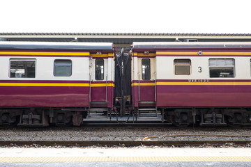 Compartments of the old train on platform
