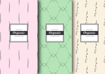Set of labels, packaging for organic shop or natural cosmetics. Vector floral patterns with tender colors
