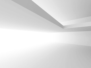 White Architecture Background. Modern Futuristic Building Exteri