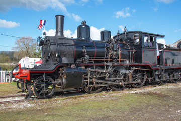 Fototapeta na wymiar Locomotive à vapeur, monument historique, Baie de Somme, Picardie, France 