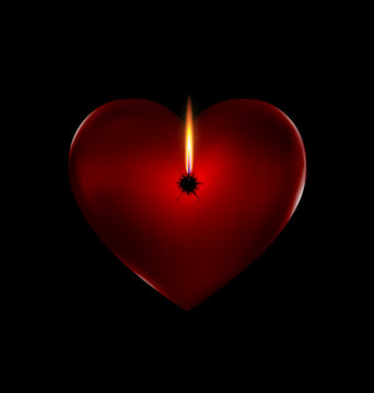 red heart and fire