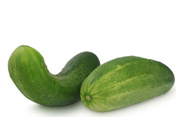 Two cucumbers isolated on white background