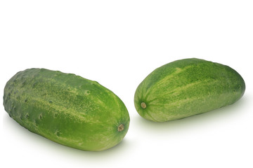 Two cucumbers isolated on white background