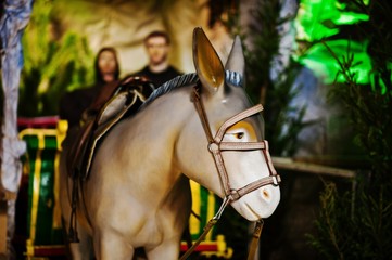 Very large christmas nativity crib. Burro