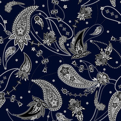 seamless artistic graphical oriental paisley pattern, colorful modern stylish blurred ethnic background print in east style