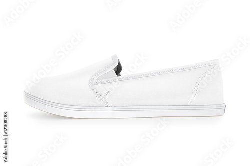 Download "Blank white slip-on shoe design mockup, side view ...