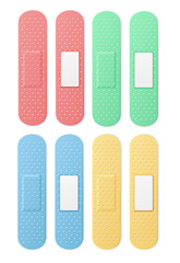 Aid Band Plaster Strip Medical Patch Set Color. Vector