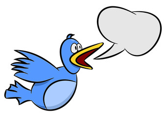 Cartoon blue bird speaking